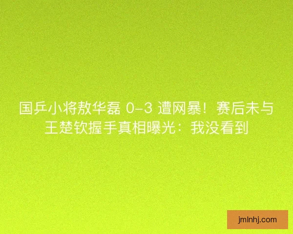 国乒小将敖华磊 0-3 遭网暴！赛后未与王楚钦握手真相曝光：我没看到